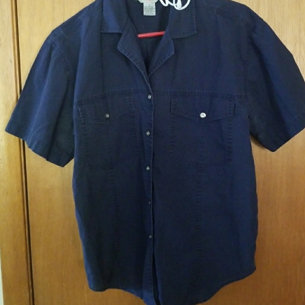 Dark blue button up shirt